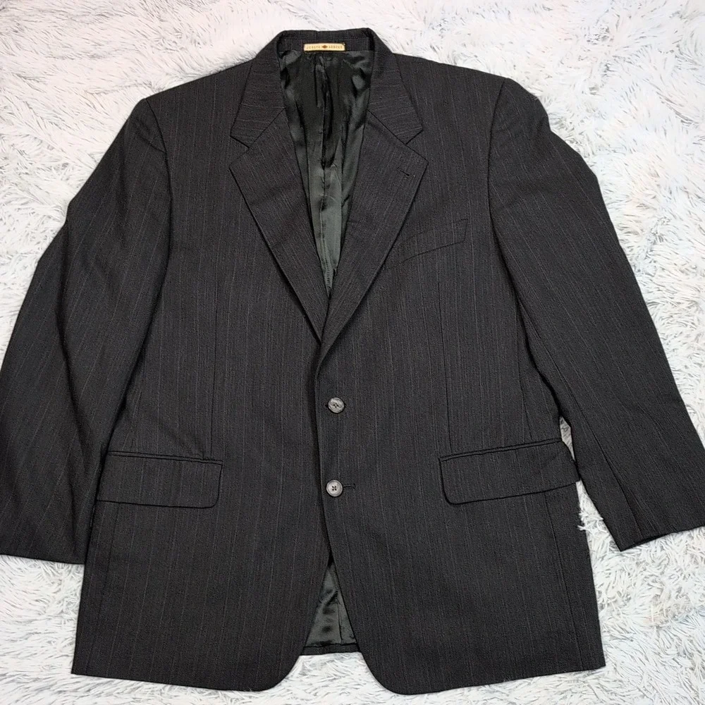Vintage Joseph Abboud Jacket‎ Mens 42 R Black Wool Suit Coat Pockets Button Up